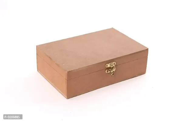 DIY MDF Box Craft - Plain MDF Wood Blank Rectangular Box for Painting, Wooden Sheet Craft, Decoupage, Art Work  Decoration-thumb0