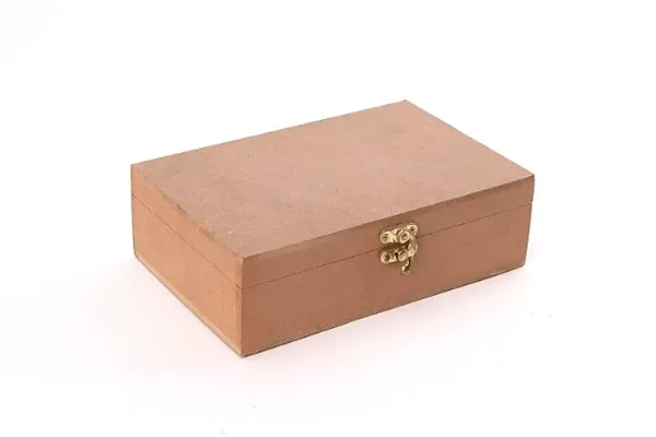 DIY MDF Box Craft - Plain MDF Wood Blank Rectangular Box for Painting, Wooden Sheet Craft, Decoupage, Art Work  Decoration