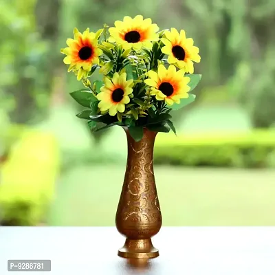 Artificial Flowers Bunch of 5 Sunflower with Green Leaves for Home Decoration-thumb0