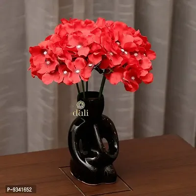 Artificial Flower Bouquet Red Color Hydrangea Bunch for Home Decoration-thumb2