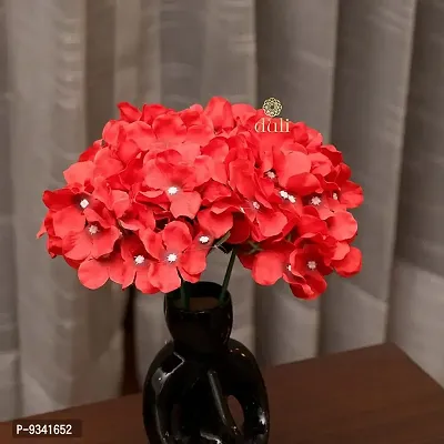 Artificial Flower Bouquet Red Color Hydrangea Bunch for Home Decoration-thumb4