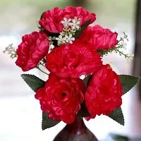 Artificial Flowers Bunch Rani Pink Color Poppy Rose Bunch for Home Decoration-thumb1