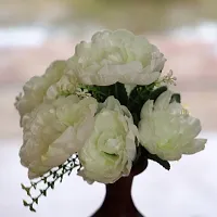 Artificial Flowers Bunch White Color Poppy Rose Bunch for Home Decoration-thumb1