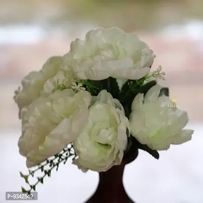 Artificial Flowers Bunch White Color Poppy Rose Bunch for Home Decoration-thumb2