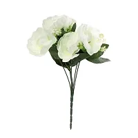 Artificial Flowers Bunch White Color Poppy Rose Bunch for Home Decoration-thumb2