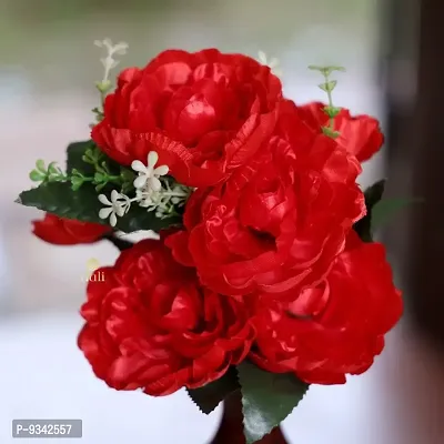 Artificial Flowers Bunch Red Color Poppy Rose Bunch for Home Decoration-thumb2