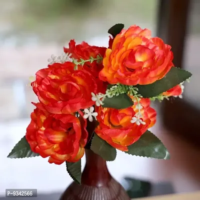 Artificial Flowers Bunch Orange Color Poppy Rose Bunch for Home Decoration-thumb2