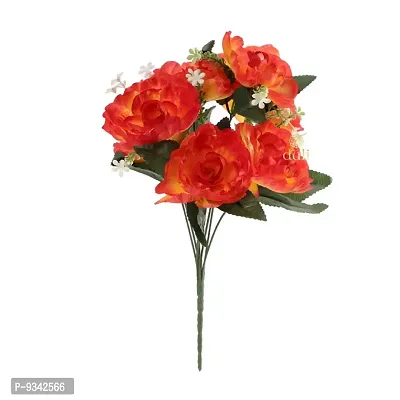 Artificial Flowers Bunch Orange Color Poppy Rose Bunch for Home Decoration-thumb3