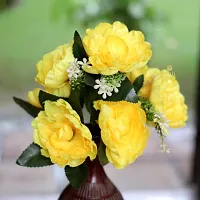 Artificial Flowers Bunch Yellow Color Poppy Rose Bunch for Home Decoration-thumb1