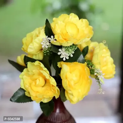 Artificial Flowers Bunch Yellow Color Poppy Rose Bunch for Home Decoration-thumb2