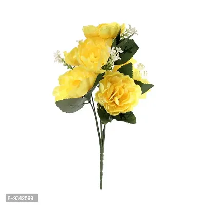 Artificial Flowers Bunch Yellow Color Poppy Rose Bunch for Home Decoration-thumb3