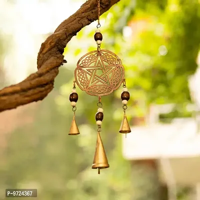 Metal Windchime Buddha Latkan Wall Hanging, Feng Shui, Positive Vibes, Diwali Decor (packof2)-thumb2