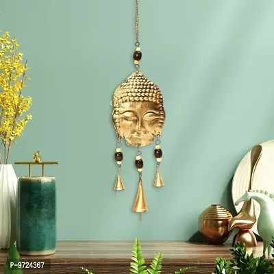 Metal Windchime Buddha Latkan Wall Hanging, Feng Shui, Positive Vibes, Diwali Decor (packof2)-thumb3