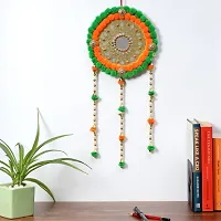 DULI  Traditional  Ethnic Handmade  Multicolor Pompom Round Dreamcatcher Wall Hanging for Home Decor , Living Room, Temple,  Mandir, Puja Room, Balcony ,Garden Festival Decoration-thumb1