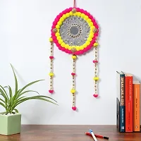 DULI  Traditional  Ethnic Handmade  Multicolor Pompom Round Dreamcatcher Wall Hanging for Home Decor , Living Room, Temple,  Mandir, Puja Room, Balcony ,Garden Festival Decoration-thumb2