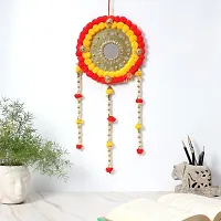 DULI  Traditional  Ethnic Handmade  Multicolor Pompom Round Dreamcatcher Wall Hanging for Home Decor , Bedroom, Living Room, Kids Room, Temple,  Mandir, Puja Room, Balcony ,Garden Decoration-thumb1