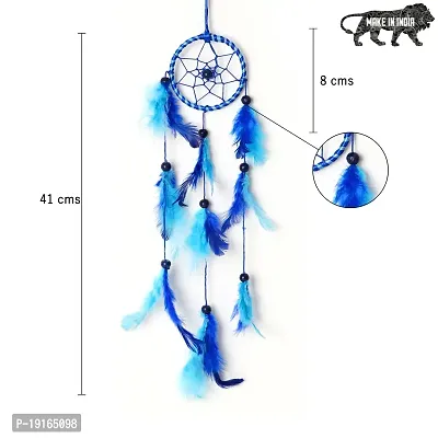 Dreamcatcher Jumbo Combo Handmade Pack of 4 Dreamcatchers for Bedrooms Office Balcony Outdoors Garden Car Hanging,Dreamkacher (BigSmallDCcombo: Blue-LightBluec4)-thumb3