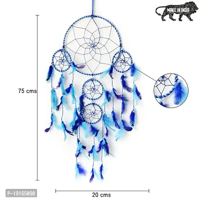 Dreamcatcher Jumbo Combo Handmade Pack of 4 Dreamcatchers for Bedrooms Office Balcony Outdoors Garden Car Hanging,Dreamkacher (BigSmallDCcombo: Blue-LightBluec4)-thumb4