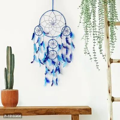 Dreamcatcher Jumbo Combo Handmade Pack of 4 Dreamcatchers for Bedrooms Office Balcony Outdoors Garden Car Hanging,Dreamkacher (BigSmallDCcombo: Blue-LightBluec4)-thumb5