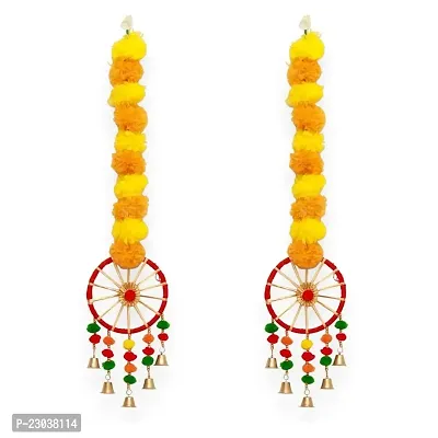 DULI Traditional Handmade Genda Phool Latkan Wall Hanging Toran for Diwali Decoration (Pack of 2)