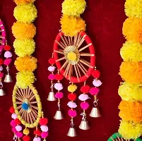 DULI Traditional Handmade Genda Phool Latkan Wall Hanging Toran for Diwali Decoration (Pack of 2)-thumb3