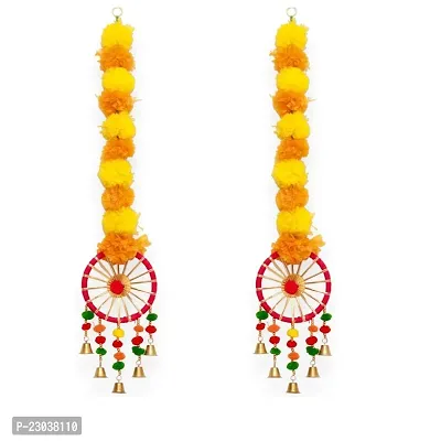 DULI Traditional Handmade Genda Phool Latkan Wall Hanging Toran for Diwali Decoration (Pack of 2)