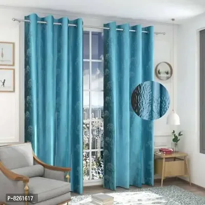 Classic Polyester Solid Window Curtains, Pack of 2pcs-thumb0