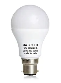 3A BRIGHT#8482; 9 WATT B22 Round LED Bulb Silver White (Buy 8 + GET 2 Free)-thumb1
