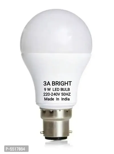 3A BRIGHT#8482; 9 WATT B22 Round LED Bulb Silver White (Buy 8 + GET 2 Free)-thumb2