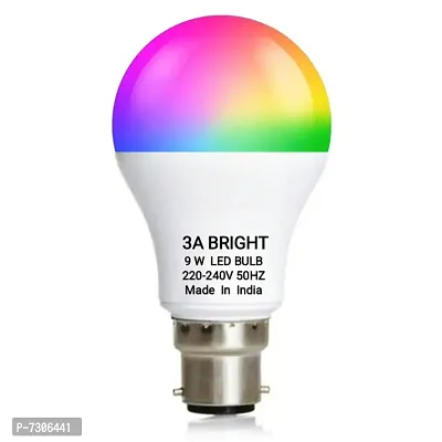 3A BRIGHT 9 Watt B22 Round 3 Colour in 1 LED Bulb (Red/Blue/Pink) - Pack of 8-thumb4