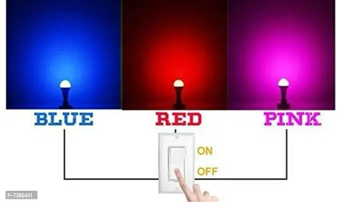 3A BRIGHT 9 Watt B22 Round 3 Colour in 1 LED Bulb (Red/Blue/Pink) - Pack of 8-thumb5