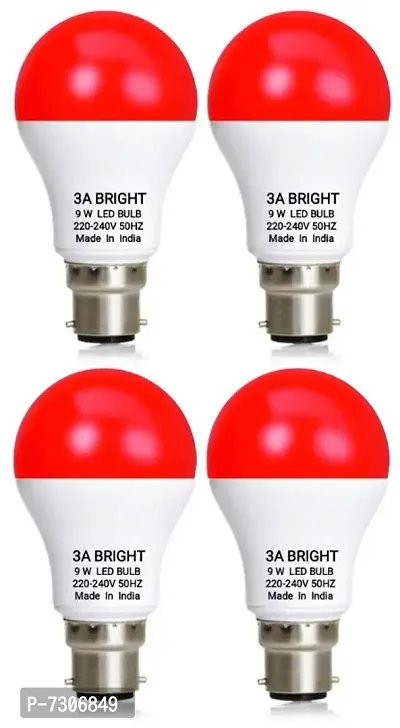 3A BRIGHT 9 WATT B22 ROUND COLOR LED BULB (RED, PACK OF 4)-thumb0