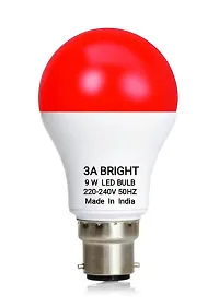 3A BRIGHT 9 WATT B22 ROUND COLOR LED BULB (RED, PACK OF 4)-thumb1