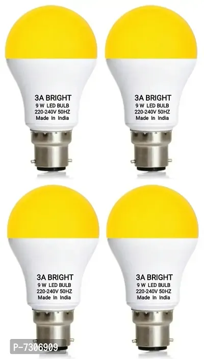 3A BRIGHT 9 WATT B22 ROUND COLOR LED BULB (WARM WHITE, PACK OF 4)
