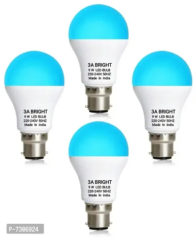3A BRIGHT 9 WATT B22 ROUND COLOR LED BULB (BLUE, PACK OF 4)