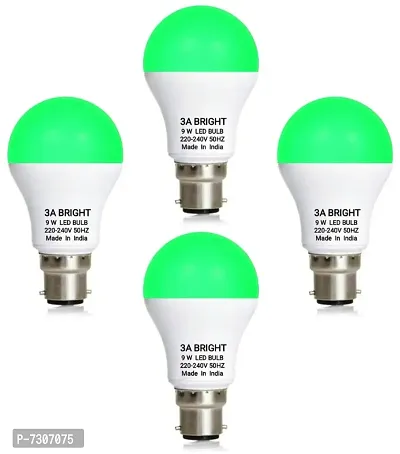 3A Bright 9 Watt B22 Round Color Led Bulb Green Pack Of 4