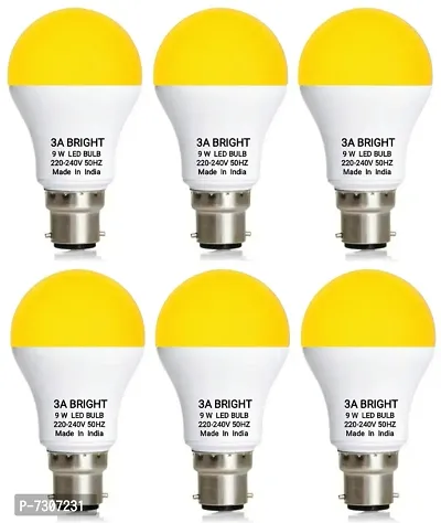 3A BRIGHT 9 WATT B22 ROUND COLOR LED BULB (WARM WHITE, PACK OF 6)