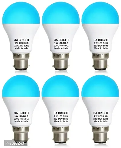 3A BRIGHT 9 WATT B22 ROUND COLOR LED BULB (BLUE, PACK OF 6)