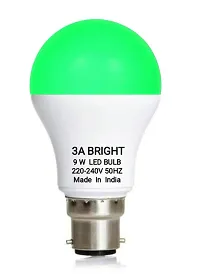 3A BRIGHT 9-Watt B22 Round Color LED Bulb (Green, Pack of 6)-thumb1
