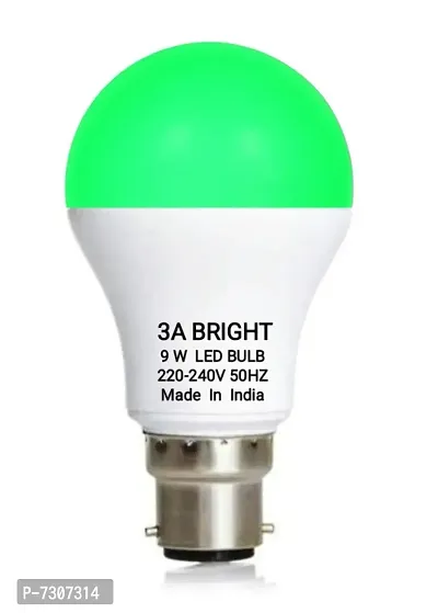 3A BRIGHT 9-Watt B22 Round Color LED Bulb (Green, Pack of 6)-thumb2