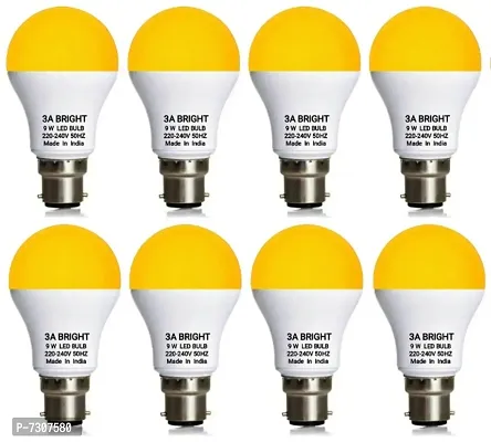 3A BRIGHT 9 WATT B22 ROUND COLOR LED BULB (WARM WHITE, PACK OF 8)