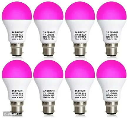 3A BRIGHT 9 WATT B22 ROUND COLOR LED BULB (PINK, PACK OF 8)-thumb0