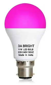 3A BRIGHT 9 WATT B22 ROUND COLOR LED BULB (PINK, PACK OF 8)-thumb1