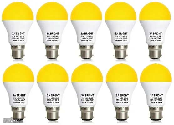 3A BRIGHT 9 WATT B22 ROUND COLOR LED BULB (WARM WHITE, PACK OF 10)