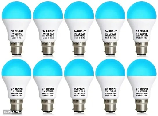 3A BRIGHT 9 WATT B22 ROUND COLOR LED BULB (BLUE, PACK OF 10)