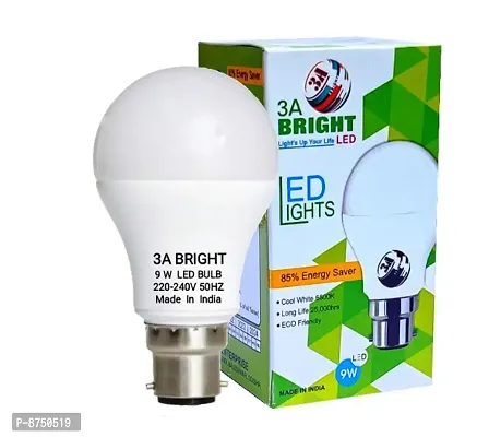 3A BRIGHT Base B22 9-Watt Long Life LED Bulb (Pack of 10, Cool White)-thumb4