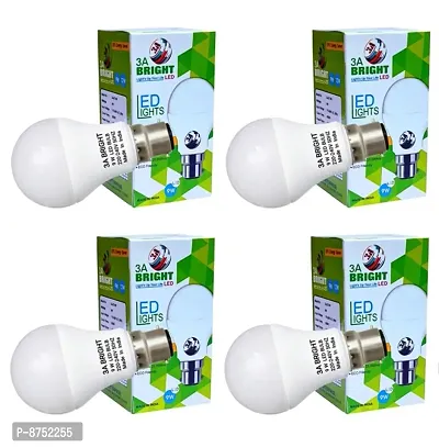 3A BRIGHT Base B22 9-Watt Long Life LED Bulb (Pack of 4, Cool White)