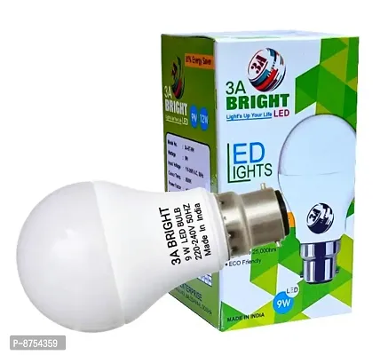 3A BRIGHT 9W B22 LED Cool Day White Bulb, Pack of 10 (Long Life)-thumb2