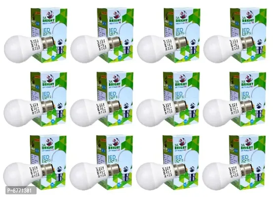 3A BRIGHT 9W B22 LED Cool Day White Bulb, Pack of 12 (Long Life)