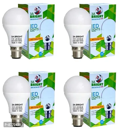 3A BRIGHT 9W B22 LED Cool Day White Bulb (Pack of 4, Long Life)